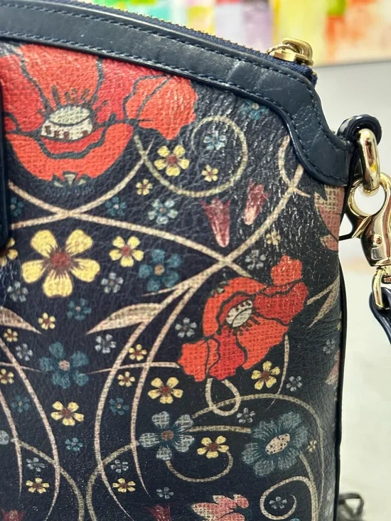 Brahmin Large Duxbury Navy Baronia Floral Satchel & Matching Suri Wallet - Picture 3 of 16